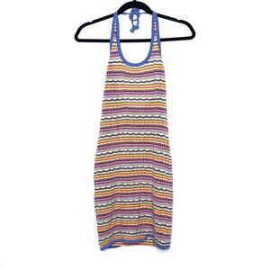 URBAN OUTFITTERS Knit Halter Mini Dress Multicolor Bodycon Fit Casual Women's S